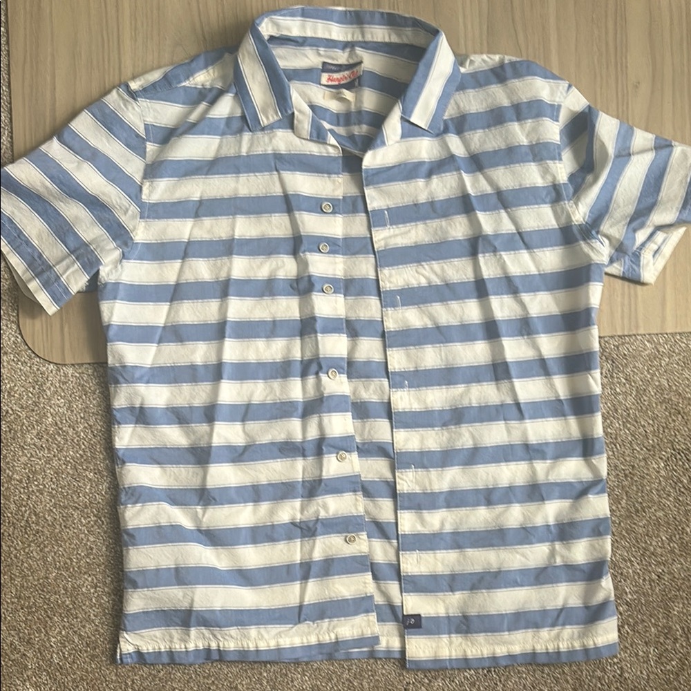 Men’s Johnnie-O Blue and White Striped Camp Shirt